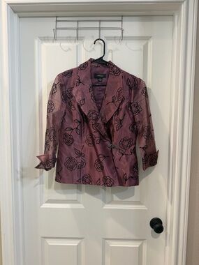 R&M Richards Mauve Rose-Print Evening Blazer